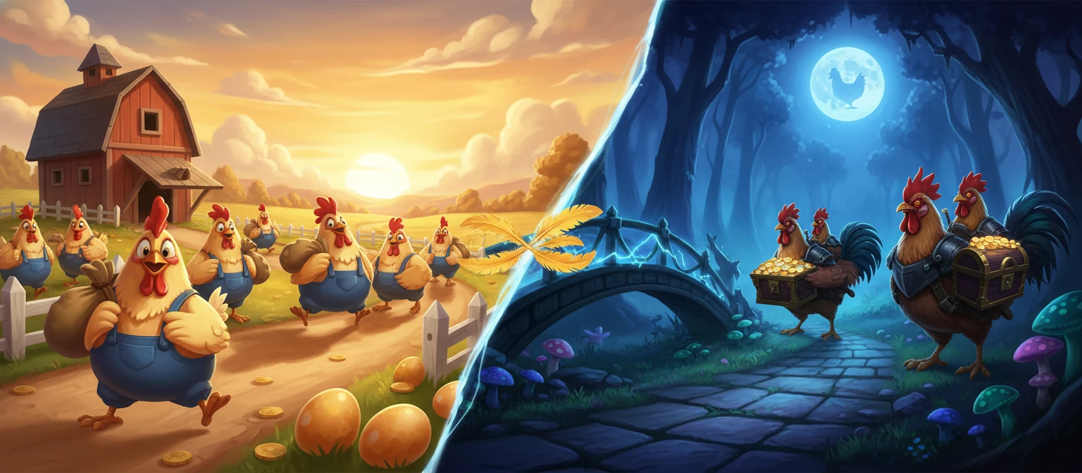 Comparație vizuală între două jocuri cu pui pe șosea