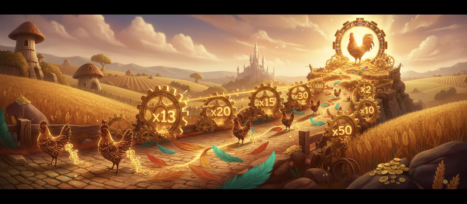 Multiplicatori crescători afișați pe șoseaua din Chicken Road