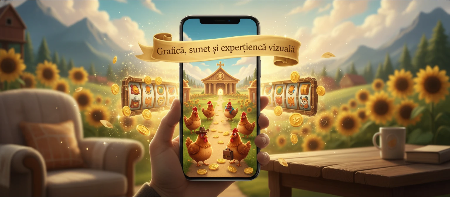 Telefon mobil cu grafica colorată a slotului Chicken Road
